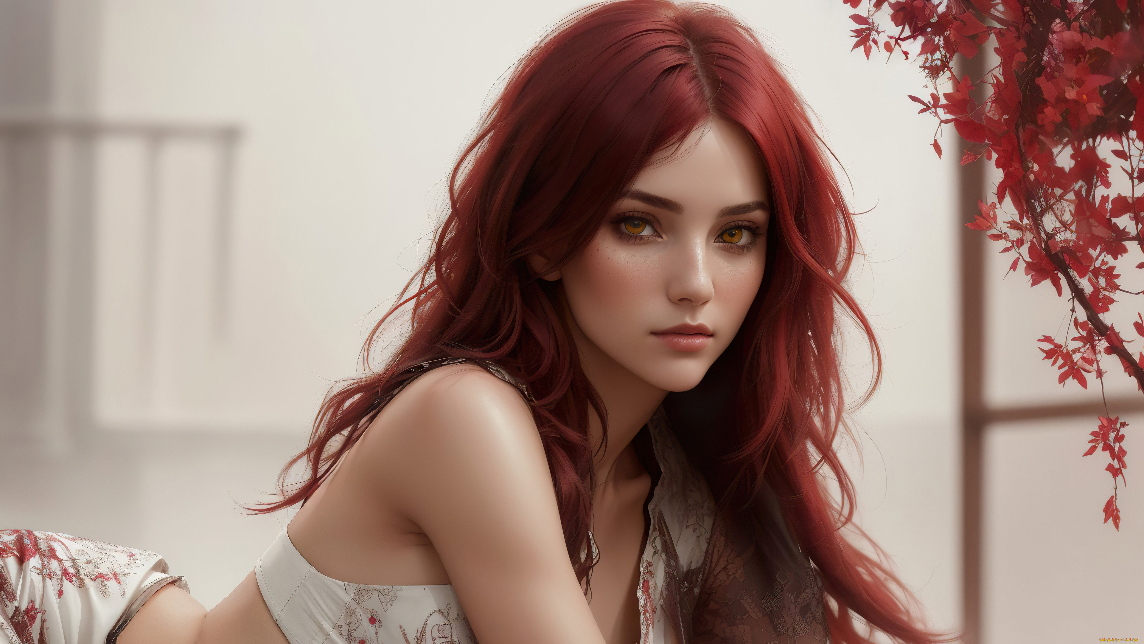 , 3 ,  , people, girl, fantasy, red, hair, art, digital, stable, diffusion